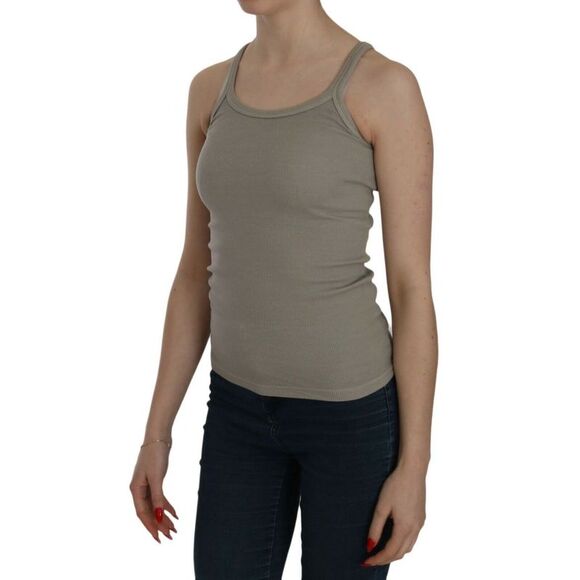 PINK MEMORIES Beige Sleeveless Spaghetti Strap Tank Women's Blouse - Picture 3 of 5